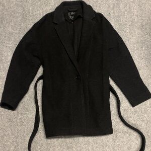 JCrew Italian Boiled Wool Belted Blazer Size Small Black Sz S